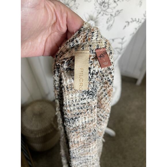 Anthropologie Pilcro Classic Longline Cardigan Duster Cream Brown Sz Large - Picture 5 of 6